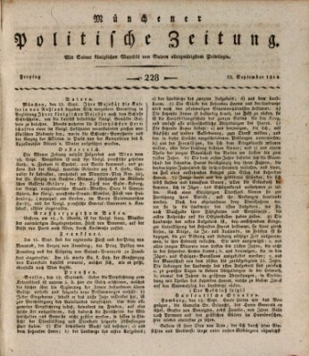 Münchener politische Zeitung (Süddeutsche Presse) Freitag 23. September 1814