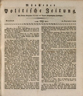 Münchener politische Zeitung (Süddeutsche Presse) Samstag 24. September 1814