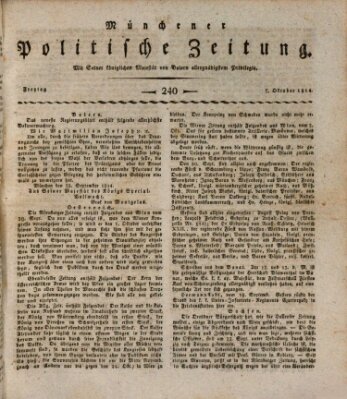 Münchener politische Zeitung (Süddeutsche Presse) Freitag 7. Oktober 1814