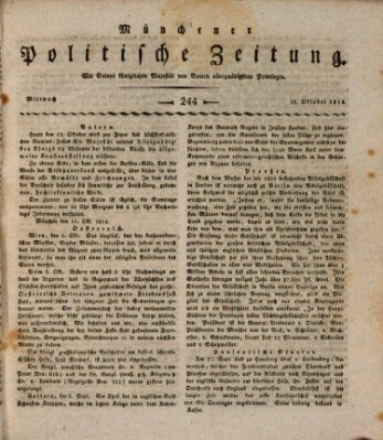 Münchener politische Zeitung (Süddeutsche Presse) Mittwoch 12. Oktober 1814