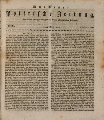 Münchener politische Zeitung (Süddeutsche Presse) Dienstag 18. Oktober 1814