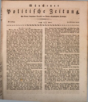 Münchener politische Zeitung (Süddeutsche Presse) Dienstag 25. Oktober 1814