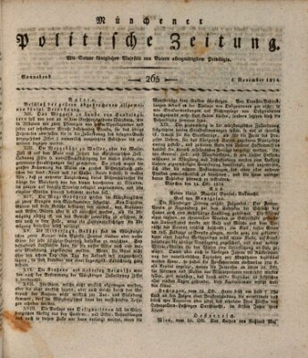 Münchener politische Zeitung (Süddeutsche Presse) Samstag 5. November 1814