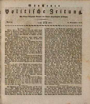 Münchener politische Zeitung (Süddeutsche Presse) Montag 14. November 1814