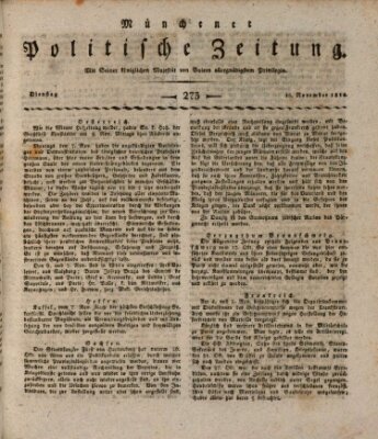 Münchener politische Zeitung (Süddeutsche Presse) Dienstag 15. November 1814