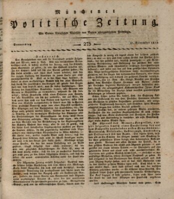 Münchener politische Zeitung (Süddeutsche Presse) Donnerstag 17. November 1814