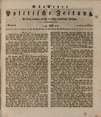 Münchener politische Zeitung (Süddeutsche Presse) Mittwoch 23. November 1814