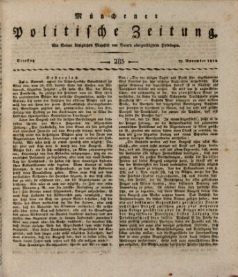 Münchener politische Zeitung (Süddeutsche Presse) Dienstag 29. November 1814