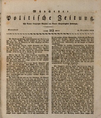 Münchener politische Zeitung (Süddeutsche Presse) Samstag 31. Dezember 1814