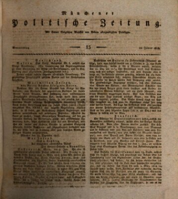 Münchener politische Zeitung (Süddeutsche Presse) Donnerstag 15. Januar 1818