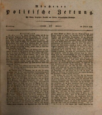 Münchener politische Zeitung (Süddeutsche Presse) Dienstag 20. Januar 1818