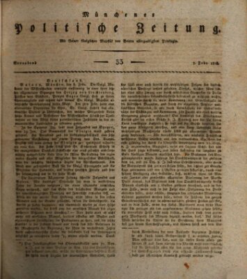 Münchener politische Zeitung (Süddeutsche Presse) Samstag 7. Februar 1818