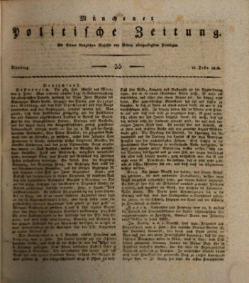 Münchener politische Zeitung (Süddeutsche Presse) Dienstag 10. Februar 1818