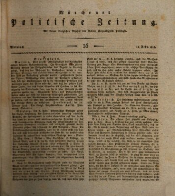 Münchener politische Zeitung (Süddeutsche Presse) Mittwoch 11. Februar 1818