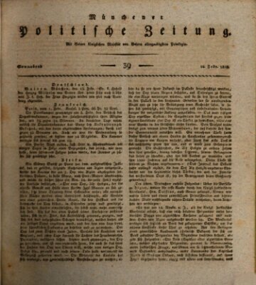 Münchener politische Zeitung (Süddeutsche Presse) Samstag 14. Februar 1818