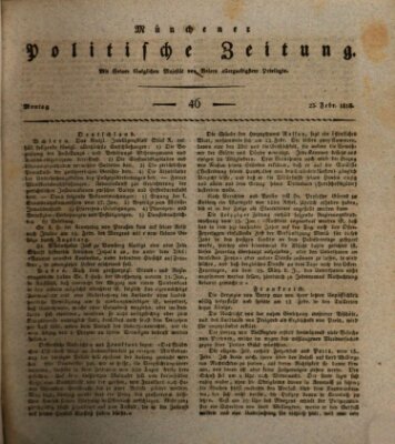 Münchener politische Zeitung (Süddeutsche Presse) Montag 23. Februar 1818