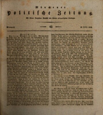 Münchener politische Zeitung (Süddeutsche Presse) Mittwoch 25. Februar 1818