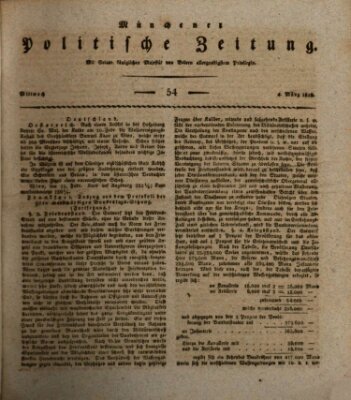 Münchener politische Zeitung (Süddeutsche Presse) Mittwoch 4. März 1818