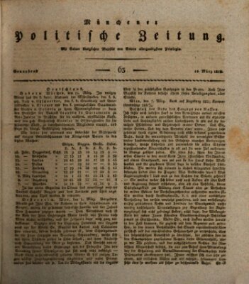 Münchener politische Zeitung (Süddeutsche Presse) Samstag 14. März 1818