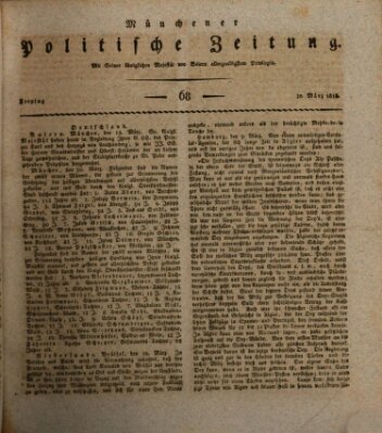 Münchener politische Zeitung (Süddeutsche Presse) Freitag 20. März 1818