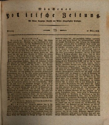 Münchener politische Zeitung (Süddeutsche Presse) Freitag 27. März 1818