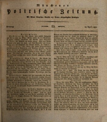 Münchener politische Zeitung (Süddeutsche Presse) Freitag 10. April 1818