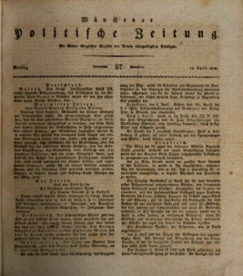 Münchener politische Zeitung (Süddeutsche Presse) Montag 13. April 1818