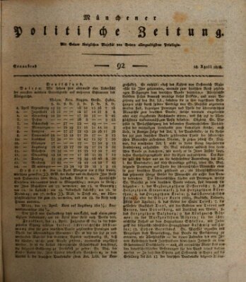 Münchener politische Zeitung (Süddeutsche Presse) Samstag 18. April 1818