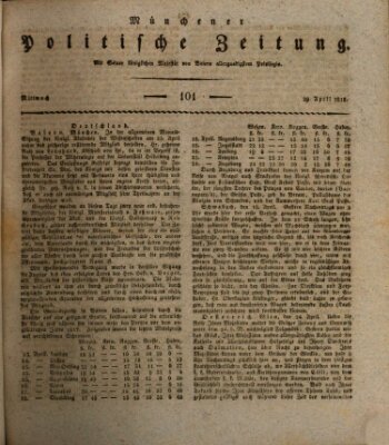 Münchener politische Zeitung (Süddeutsche Presse) Mittwoch 29. April 1818