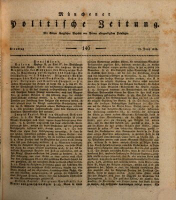 Münchener politische Zeitung (Süddeutsche Presse) Dienstag 23. Juni 1818