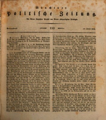 Münchener politische Zeitung (Süddeutsche Presse) Samstag 27. Juni 1818