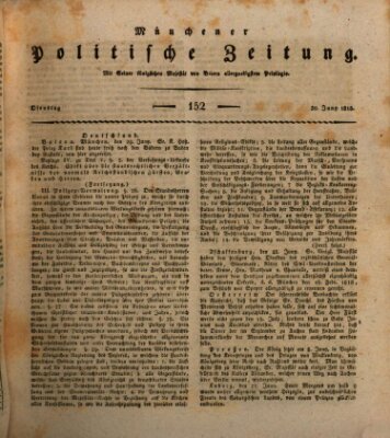 Münchener politische Zeitung (Süddeutsche Presse) Dienstag 30. Juni 1818