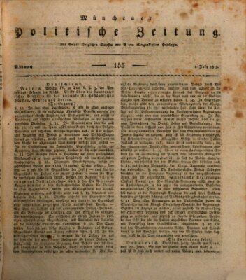 Münchener politische Zeitung (Süddeutsche Presse) Mittwoch 1. Juli 1818