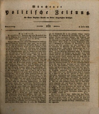 Münchener politische Zeitung (Süddeutsche Presse) Donnerstag 9. Juli 1818