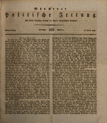 Münchener politische Zeitung (Süddeutsche Presse) Donnerstag 16. Juli 1818