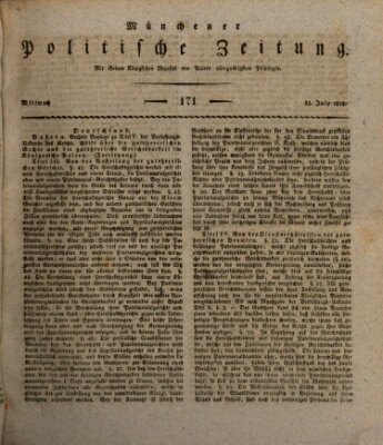 Münchener politische Zeitung (Süddeutsche Presse) Mittwoch 22. Juli 1818