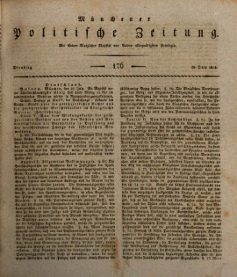 Münchener politische Zeitung (Süddeutsche Presse) Dienstag 28. Juli 1818