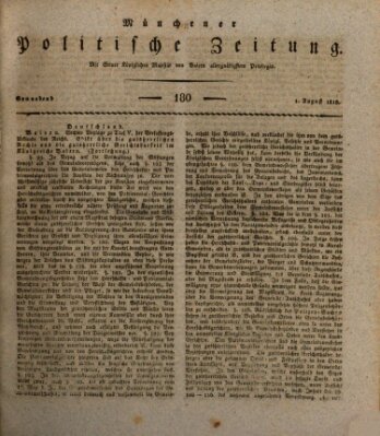 Münchener politische Zeitung (Süddeutsche Presse) Samstag 1. August 1818