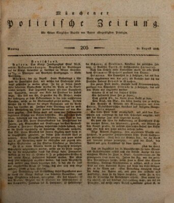 Münchener politische Zeitung (Süddeutsche Presse) Montag 31. August 1818