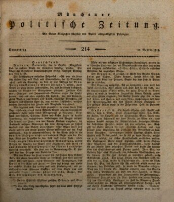 Münchener politische Zeitung (Süddeutsche Presse) Thursday 10. September 1818