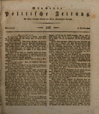 Münchener politische Zeitung (Süddeutsche Presse) Samstag 12. September 1818