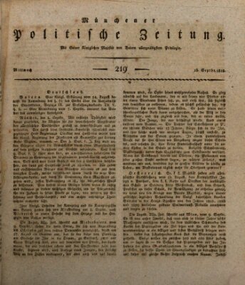 Münchener politische Zeitung (Süddeutsche Presse) Mittwoch 16. September 1818