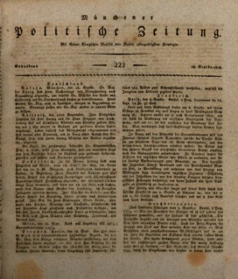 Münchener politische Zeitung (Süddeutsche Presse) Samstag 19. September 1818