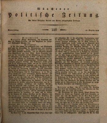 Münchener politische Zeitung (Süddeutsche Presse) Donnerstag 24. September 1818