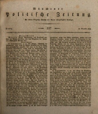 Münchener politische Zeitung (Süddeutsche Presse) Freitag 25. September 1818