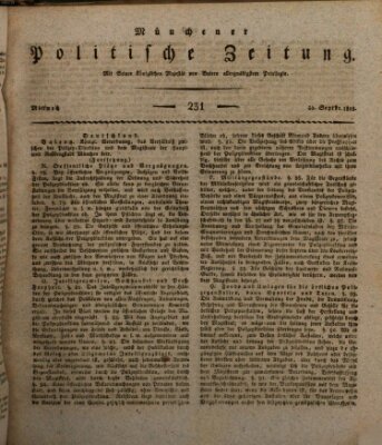 Münchener politische Zeitung (Süddeutsche Presse) Mittwoch 30. September 1818