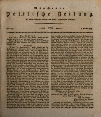 Münchener politische Zeitung (Süddeutsche Presse) Freitag 2. Oktober 1818