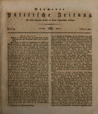 Münchener politische Zeitung (Süddeutsche Presse) Dienstag 3. November 1818