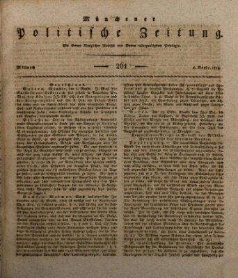 Münchener politische Zeitung (Süddeutsche Presse) Mittwoch 4. November 1818