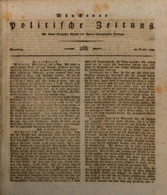 Münchener politische Zeitung (Süddeutsche Presse) Dienstag 10. November 1818